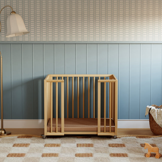 M15980HY,Babyletto,Palma 8-in-1 Convertible All-Stages® Crib w/ Bassinet & Toddler Bed Kits in Honey