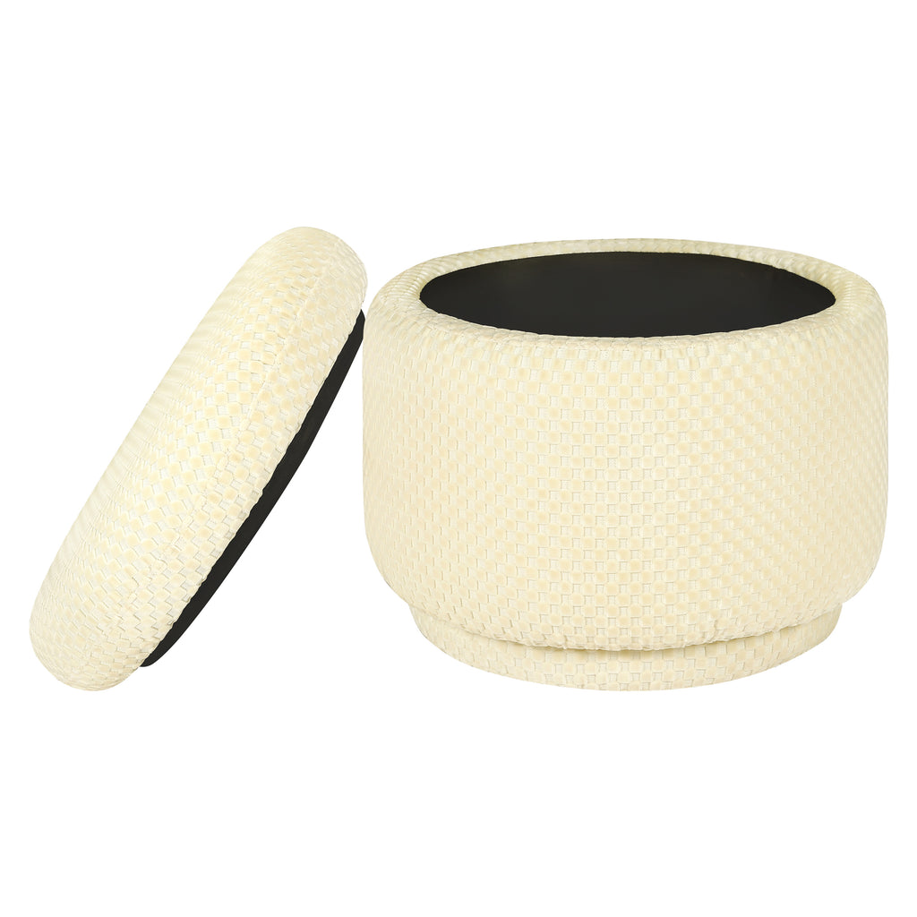 M22985IVC,Babyletto,Enoki Storage Ottoman in Ivory Velvet Checker