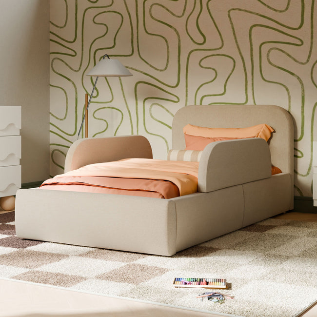 M32099PBEW,Babyletto Kids,Upholstered Twin/Full Bed Guardrail in Performance Beach Eco-Weave