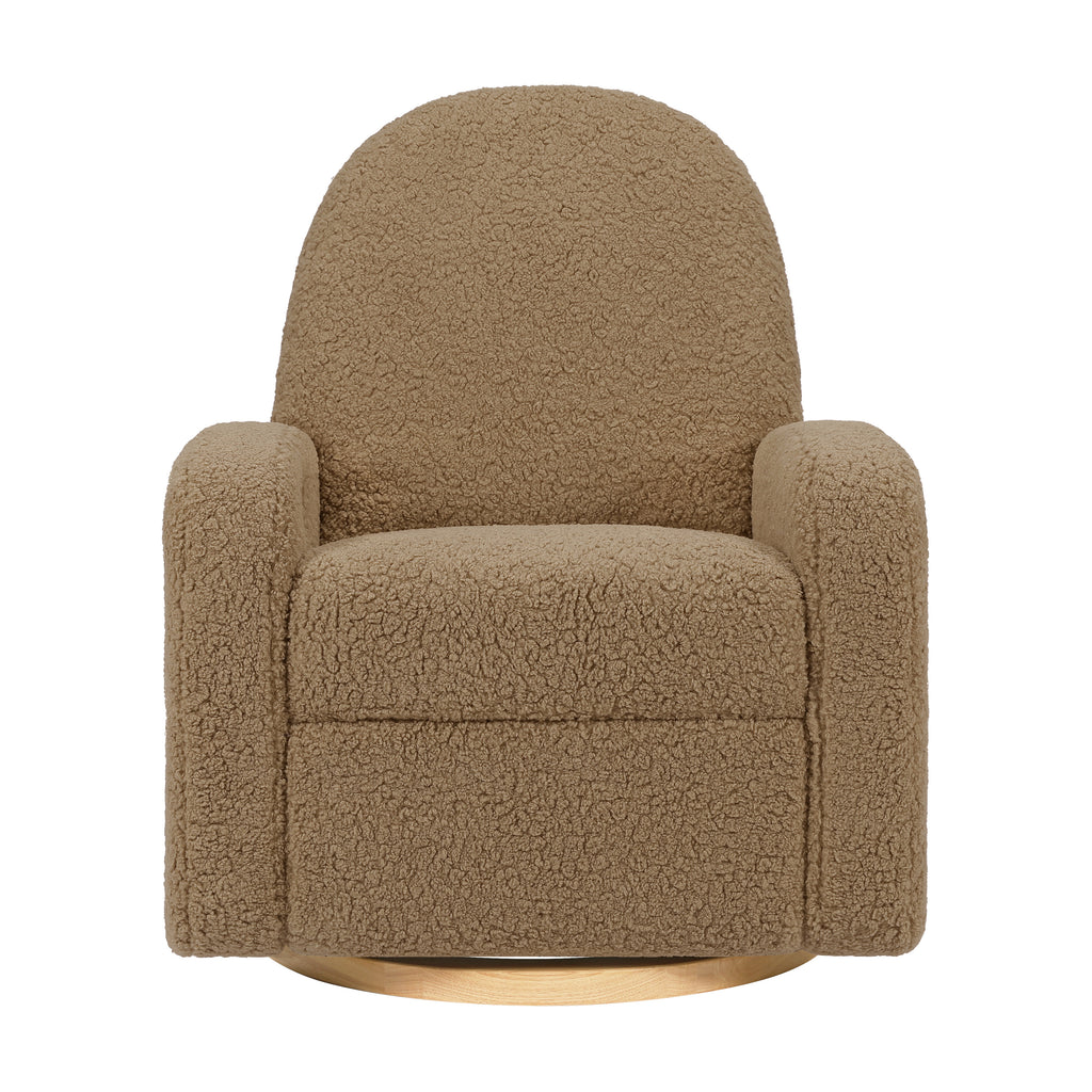 M23188CTSLB,Nami Glider Recliner w/ Electronic Control and USB in Cortado Shearling with Light Wood Base