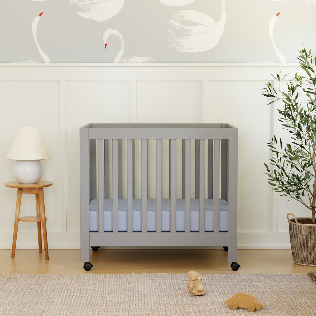 M6698G,Babyletto,Origami Mini Crib in Grey Finish