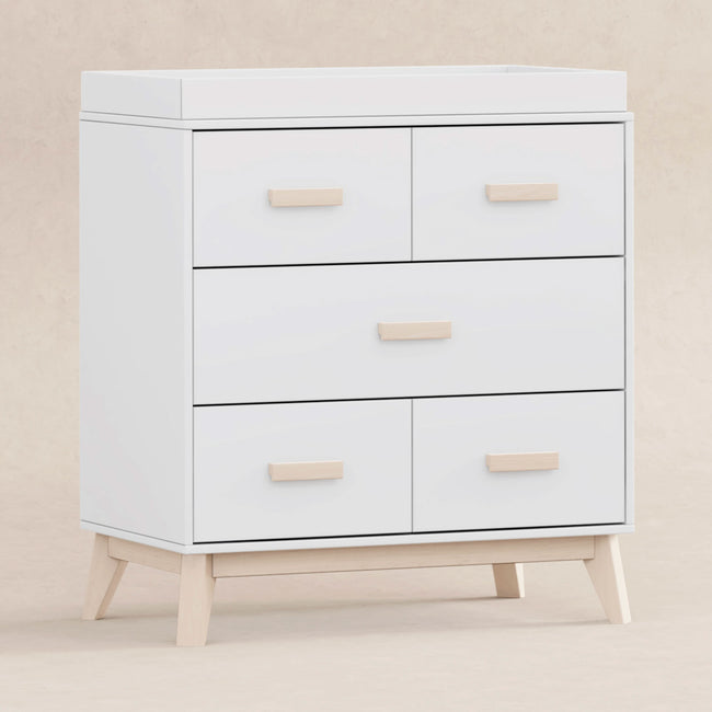 M5823WNX,Babyletto,Scoot 3-Drawer Changer Dresser in White/Washed Natural Finish