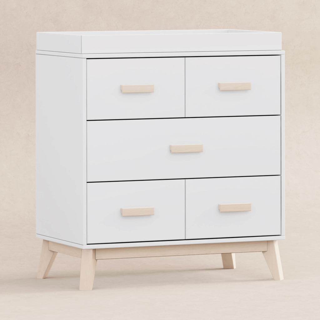 M5823WNX,Babyletto,Scoot 3-Drawer Changer Dresser in White/Washed Natural Finish