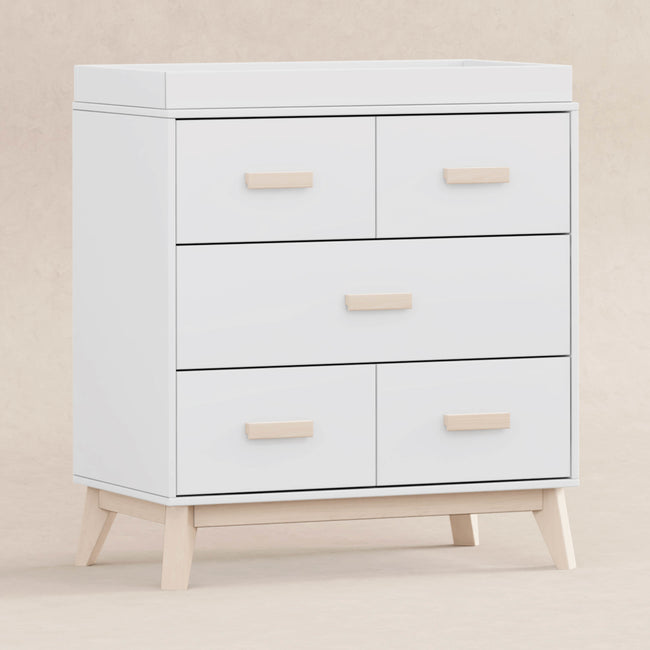 M5823WNX,Babyletto,Scoot 3-Drawer Changer Dresser in White/Washed Natural Finish