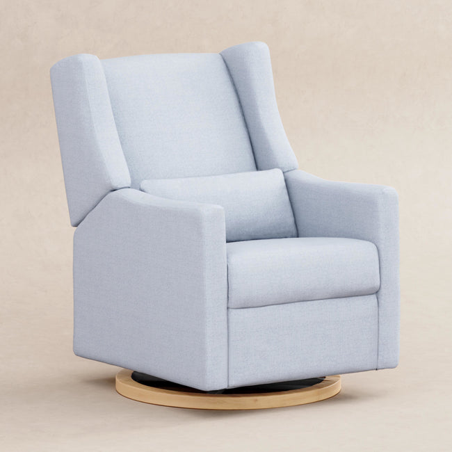 M11288PCETLB,Babyletto,Kiwi Glider Recliner w/ Electronic Control and USB in Performance Blue Chambray Eco-Twill/Light Wood