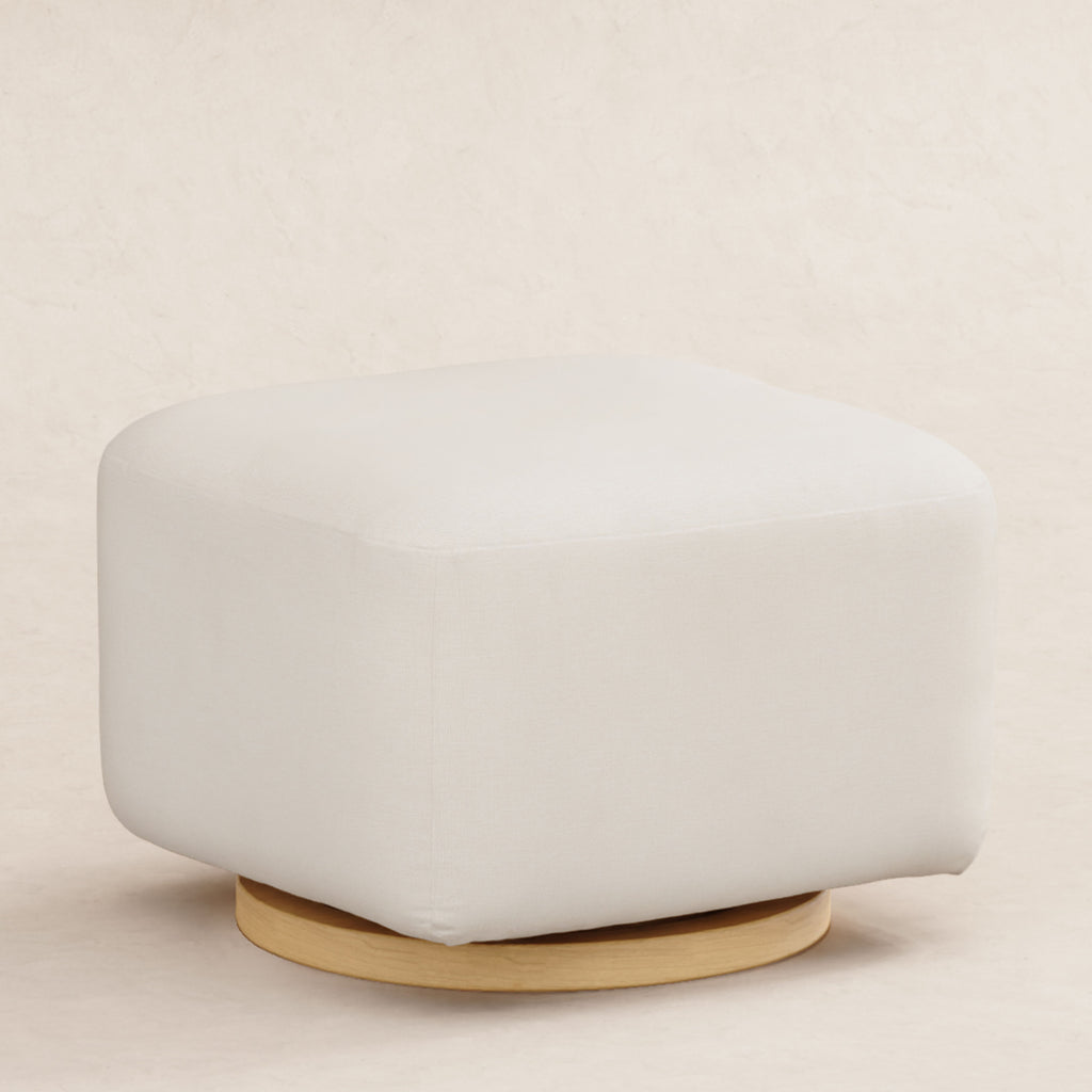 M26385PCMEWLB,Babyletto,Kiwi Gliding Ottoman in Performance Cream Eco-Weave w/ Light Wood Base