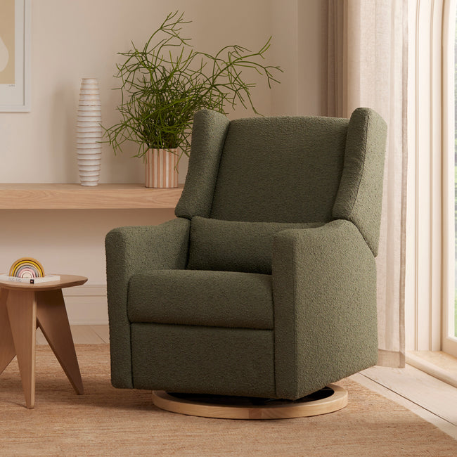 M11288OBLB,Babyletto,Kiwi Glider Recliner w/ Electronic Control and USB in Olive Boucle w/Light Wood Base