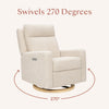 M23082ATLB,Babyletto,Sigi Pro Power Glider Recliner w/ Power Lumbar in Almond Teddy Loop w/Light Wood Base
