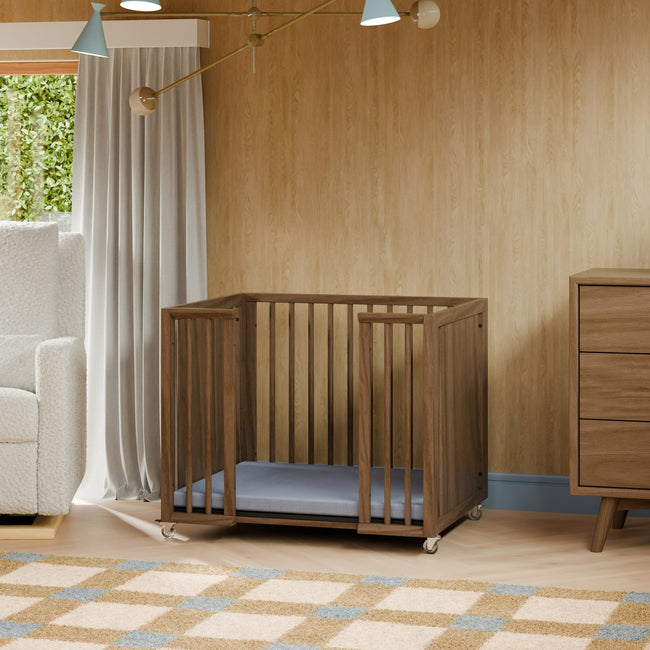 M15980NL,Babyletto,Palma 8-in-1 Convertible All-Stages® Crib w/ Bassinet & Toddler Bed Kits in Natural Walnut
