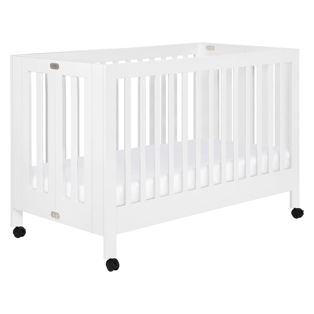 M6601W,Babyletto,Maki Full-Size Folding Crib w/Toddler Bed Conversion Kit in White Finish