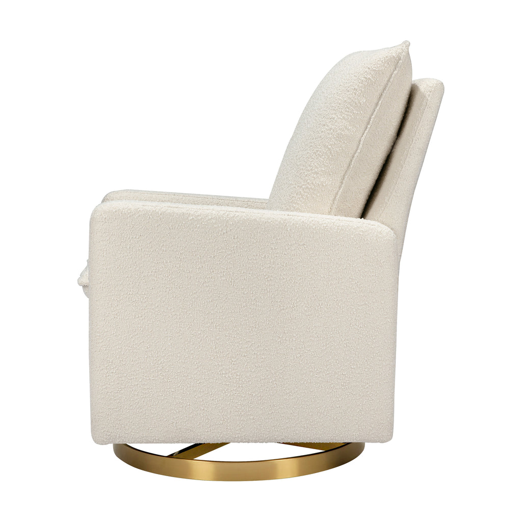 M20987WBG,Babyletto,Cali Pillowback Swivel Glider in Ivory Boucle w/ Gold Base