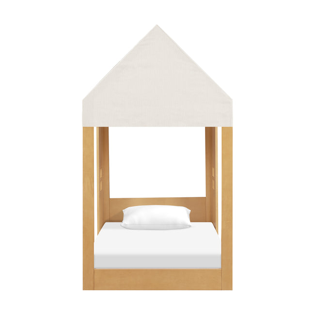 M32830FCS,Babyletto Kids,Uchi Montessori-Inspired House Twin Bed Canopy in Fog Chatham Stripe Performance Eco-Weave