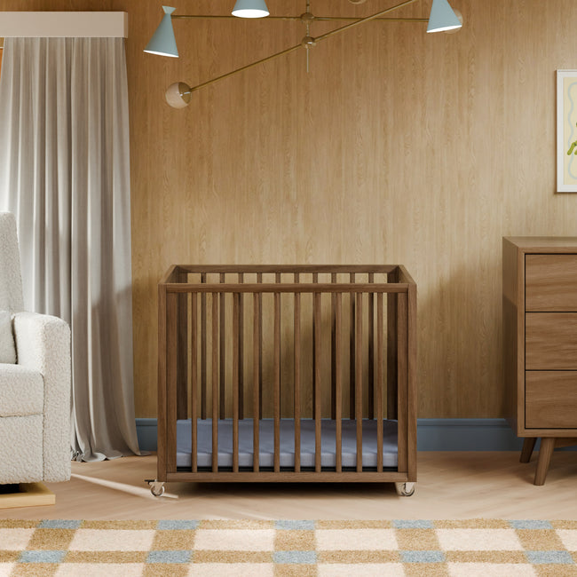 M15980NL,Babyletto,Palma 8-in-1 Convertible All-Stages® Crib w/ Bassinet & Toddler Bed Kits in Natural Walnut