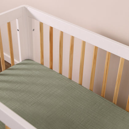Mini Crib Sheet in GOTS Certified Organic Muslin Cotton