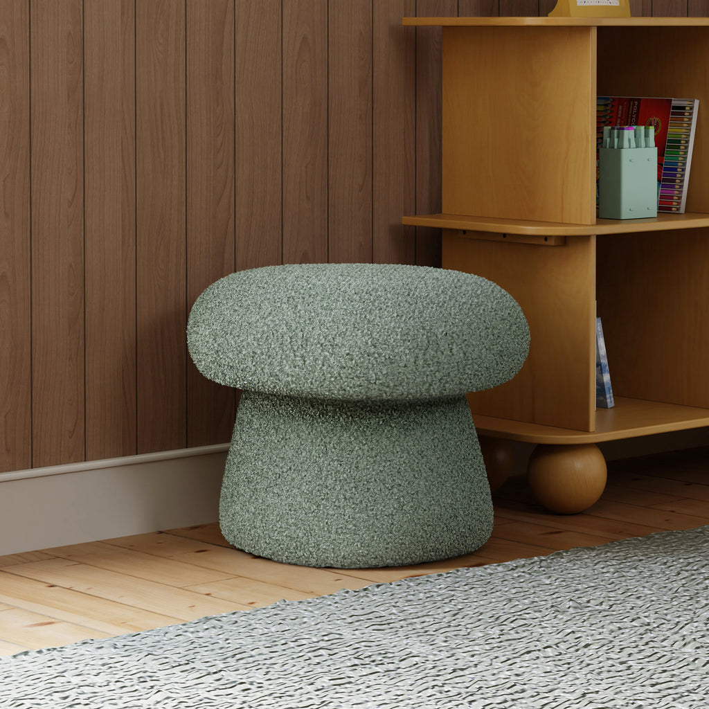 M31685ST,Babyletto Kids,Mushroom Pouf in Sage Teddy Loop