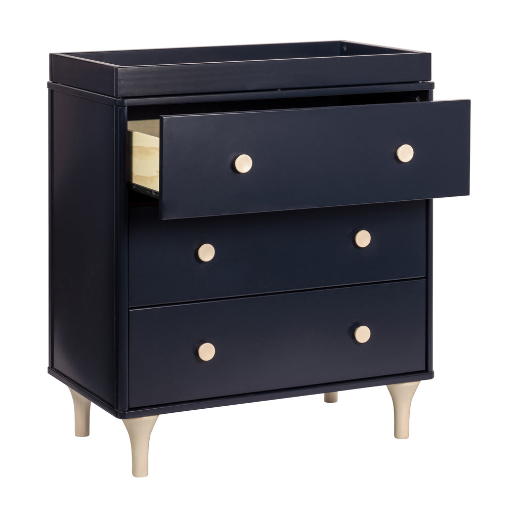 M9023VNX,Babyletto,Lolly 3-Drawer Changer Dresser w/Removable Changing Tray in Navy/Washed Natural