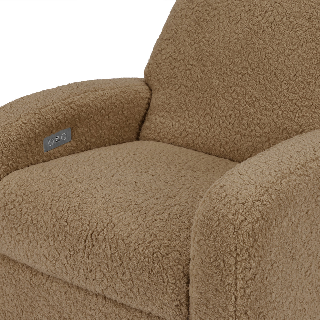 M23188CTSLB,Babyletto,Nami Glider Recliner w/ Electronic Control and USB in Cortado Shearling with Light Wood Base