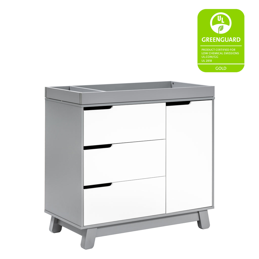 M4223GW,Babyletto,Hudson 3-Drawer Changer Dresser w/Removable Changing Tray in Grey/White