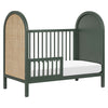 M25601FRGRNC,Babyletto,Bondi Cane 3-in-1 Convertible Crib w/ Toddler Bed Kit in Forest Green w/ Natural Cane
