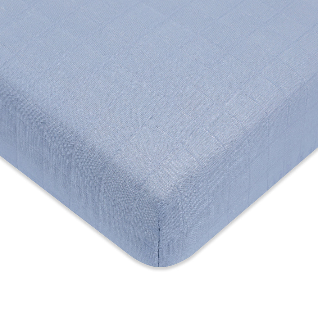 T29635DP,Dewdrop Muslin Crib Sheet in GOTS Certified Organic Cotton