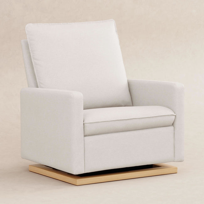 M20984PCMEWLB,Babyletto,Cali Pillowback Chair and a Half Glider in Performance Cream Eco-Weave w/ Light Wood Base