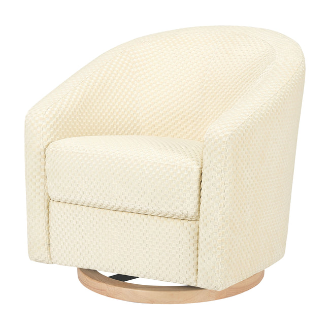 M5887IVCL,Babyletto,Madison Swivel Glider in Ivory Velvet Checker w/ Light Wood Base