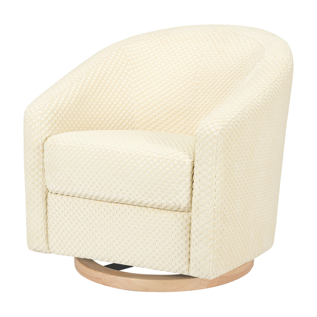 M5887IVCL,Babyletto,Madison Swivel Glider in Ivory Velvet Checker w/ Light Wood Base