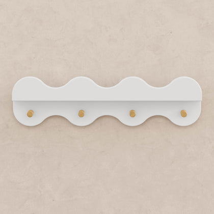 M31125WHY,Babyletto Kids,Lido Wave Book Shelf with Hooks in White and Honey