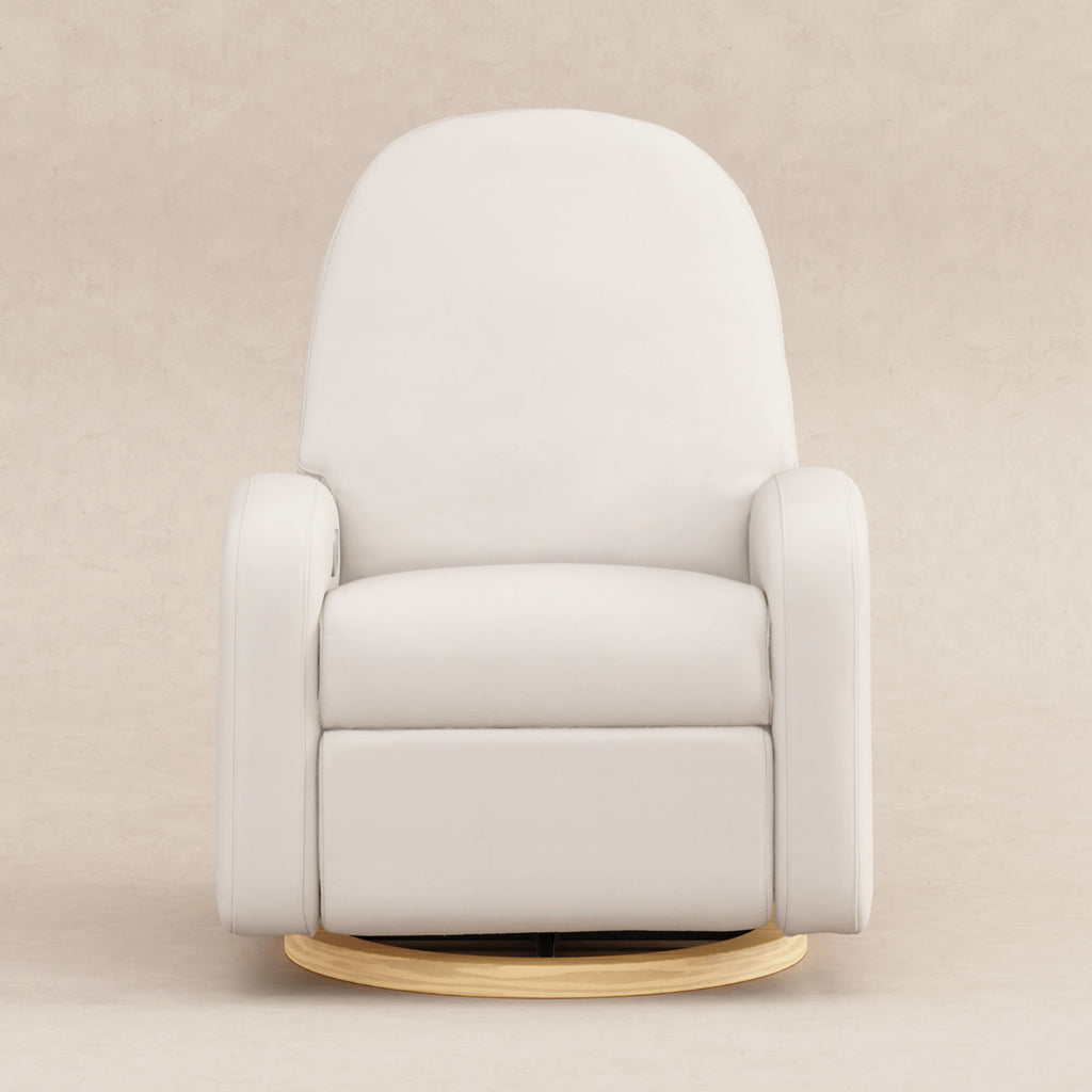 M23188PCMEWLB,Nami Glider Recliner w/ Electronic Control and USB in Performance Cream Eco-Weave w/Light wood base