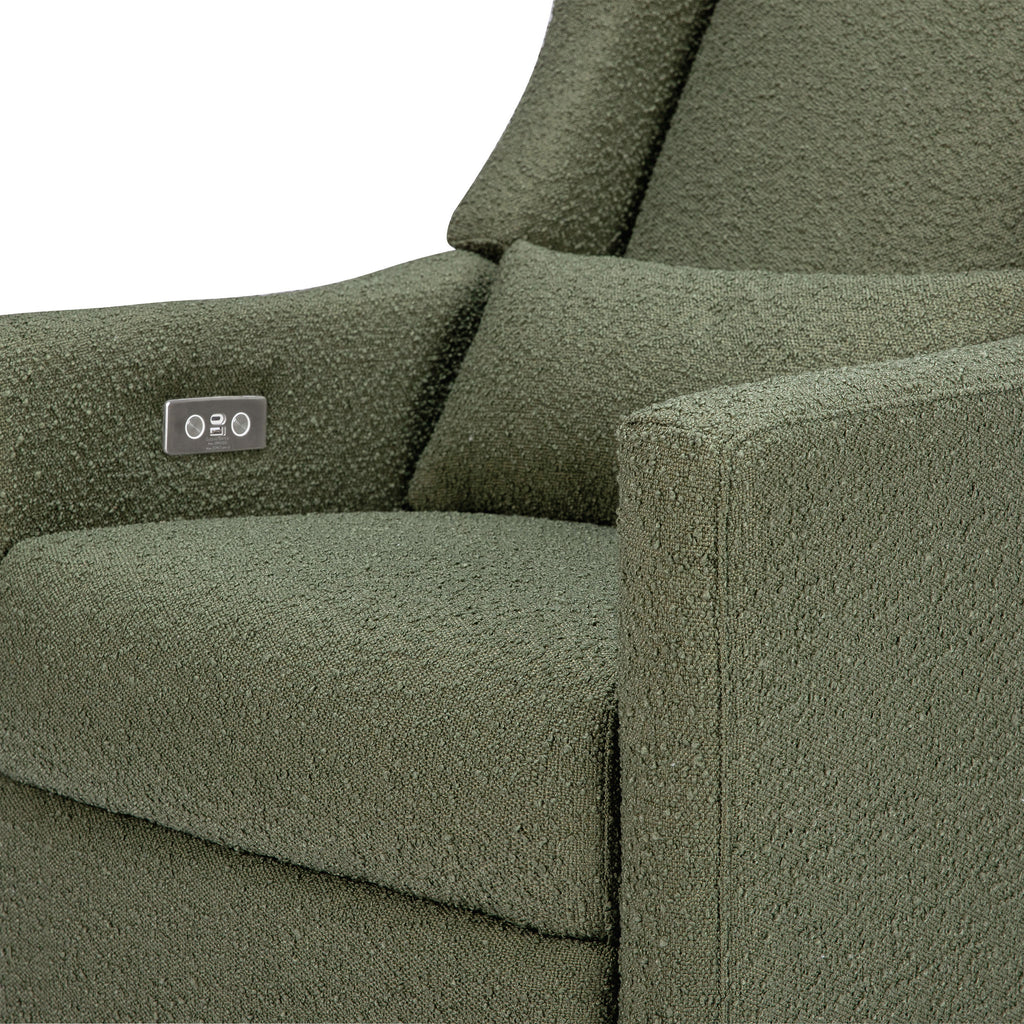 M11288OBLB,Babyletto,Kiwi Glider Recliner w/ Electronic Control and USB in Olive Boucle w/Light Wood Base