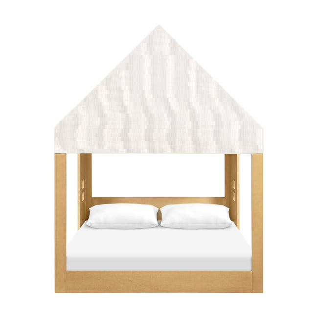 M32859FCS,Babyletto Kids,Uchi Montessori-Inspired House Full Bed Canopy in Fog Chatham Stripe Performance Eco-Weave