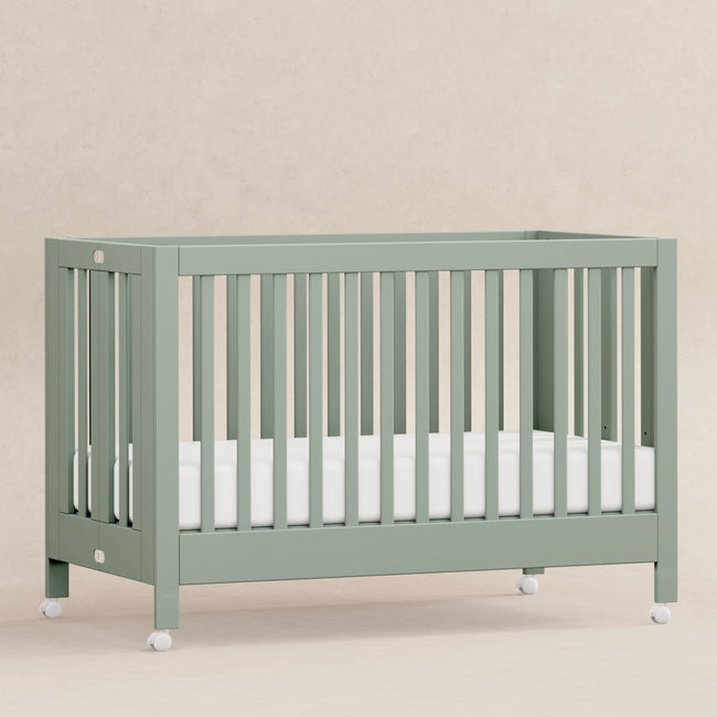 M6601LS,Babyletto,Maki Full Size Folding Crib w/ Toddler Bed Conversion Kit in Light Sage