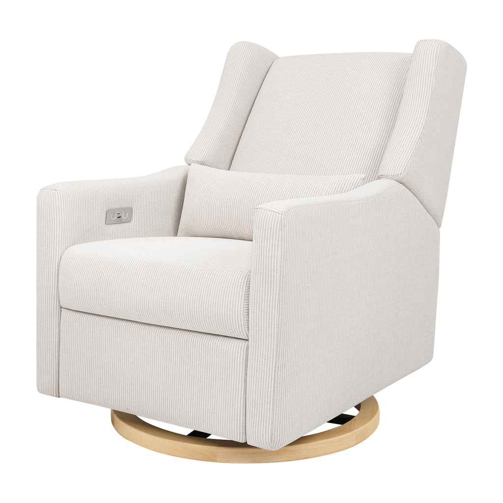 M11288FCSLB,Babyletto,Kiwi Glider Recliner w/ Electronic Control and USB in Fog Chatham Stripe Performance Eco-Weave w/LB