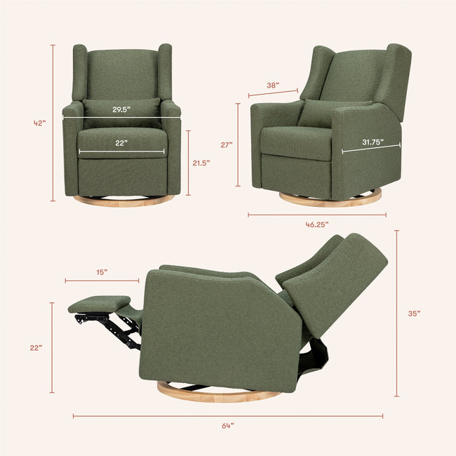M11288OBLB,Babyletto,Kiwi Glider Recliner w/ Electronic Control and USB in Olive Boucle w/Light Wood Base