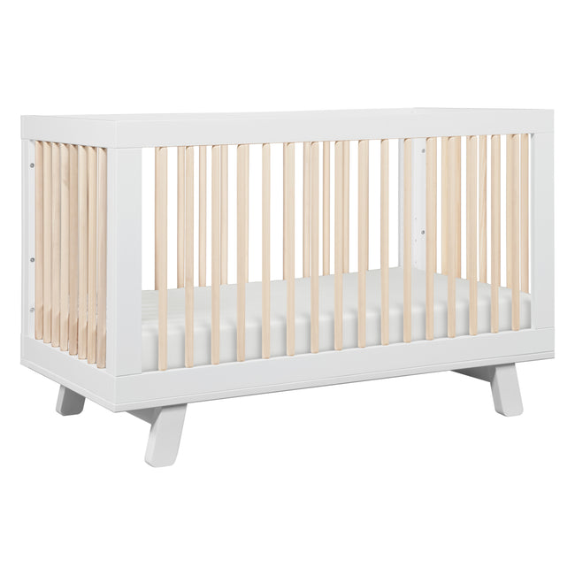 M4201WNX,Babyletto,Hudson 3-in-1 Convertible Crib w/ToddlerBedConversion Kit in White/Washed Natural