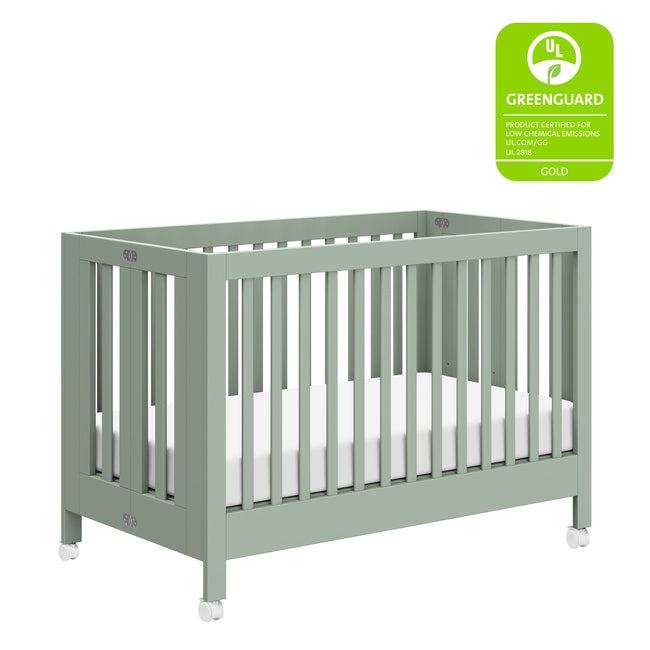 M6601LS,Babyletto,Maki Full Size Folding Crib w/ Toddler Bed Conversion Kit in Light Sage