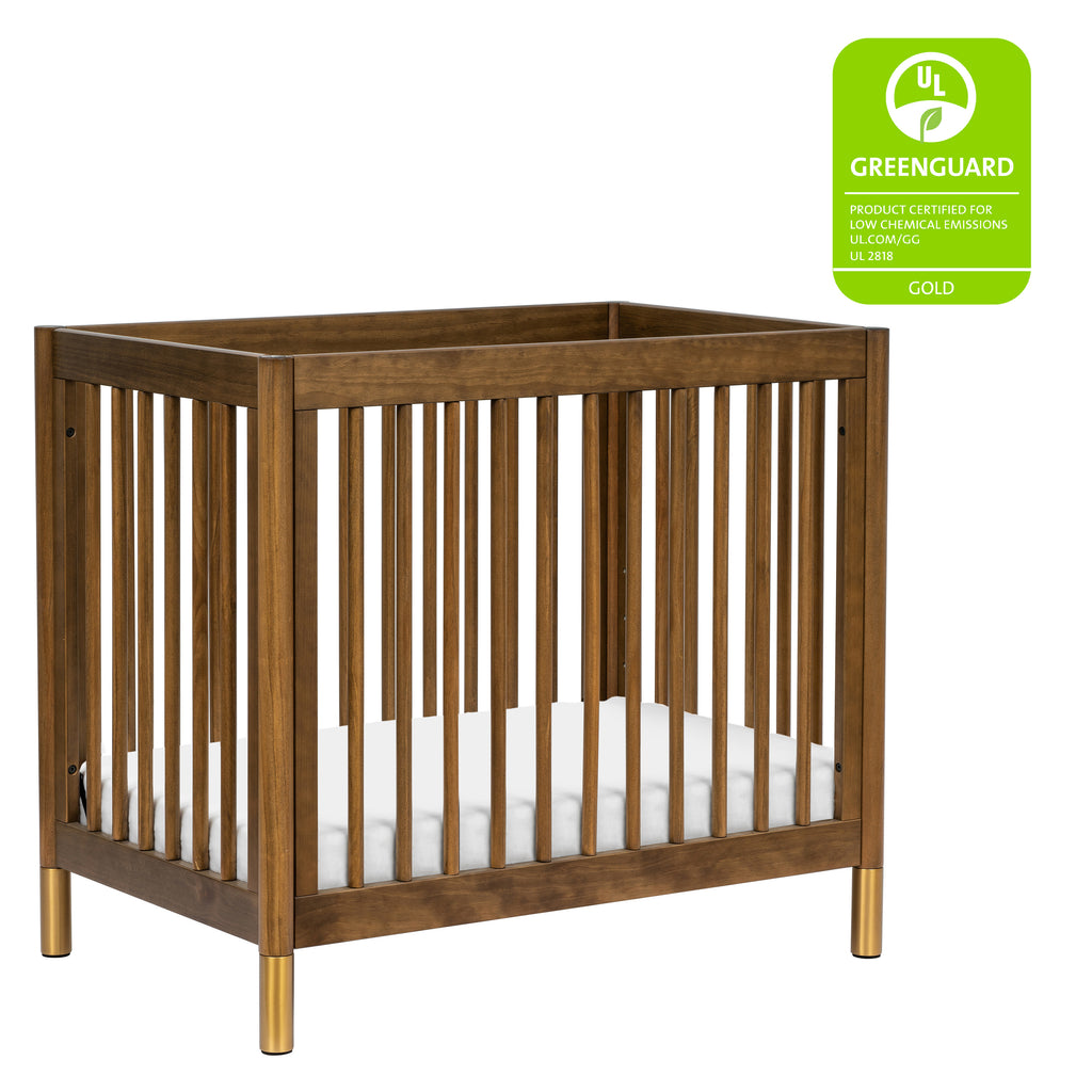 M12998NLGLD,Babyletto,Gelato 4-in-1 Convertible Mini Crib and Twin bed in Natural Walnut Finish with Gold Feet