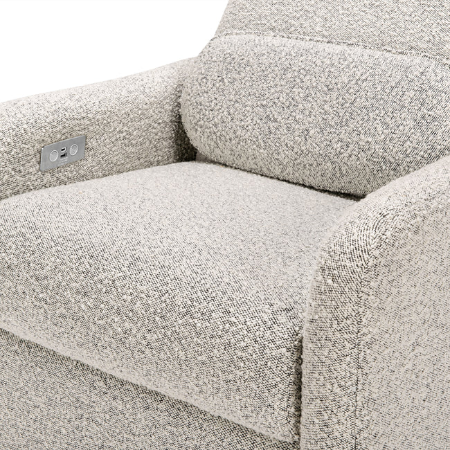 M23688BWB,Ubabub,Arc Glider Recliner w/ Electronic Control and USB in Black White Boucle w/ Light Wood Base