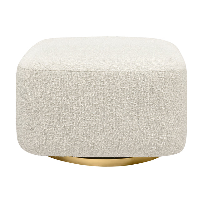M26385WBG,Kiwi Gliding Ottoman in Ivory Boucle w/ Gold Base