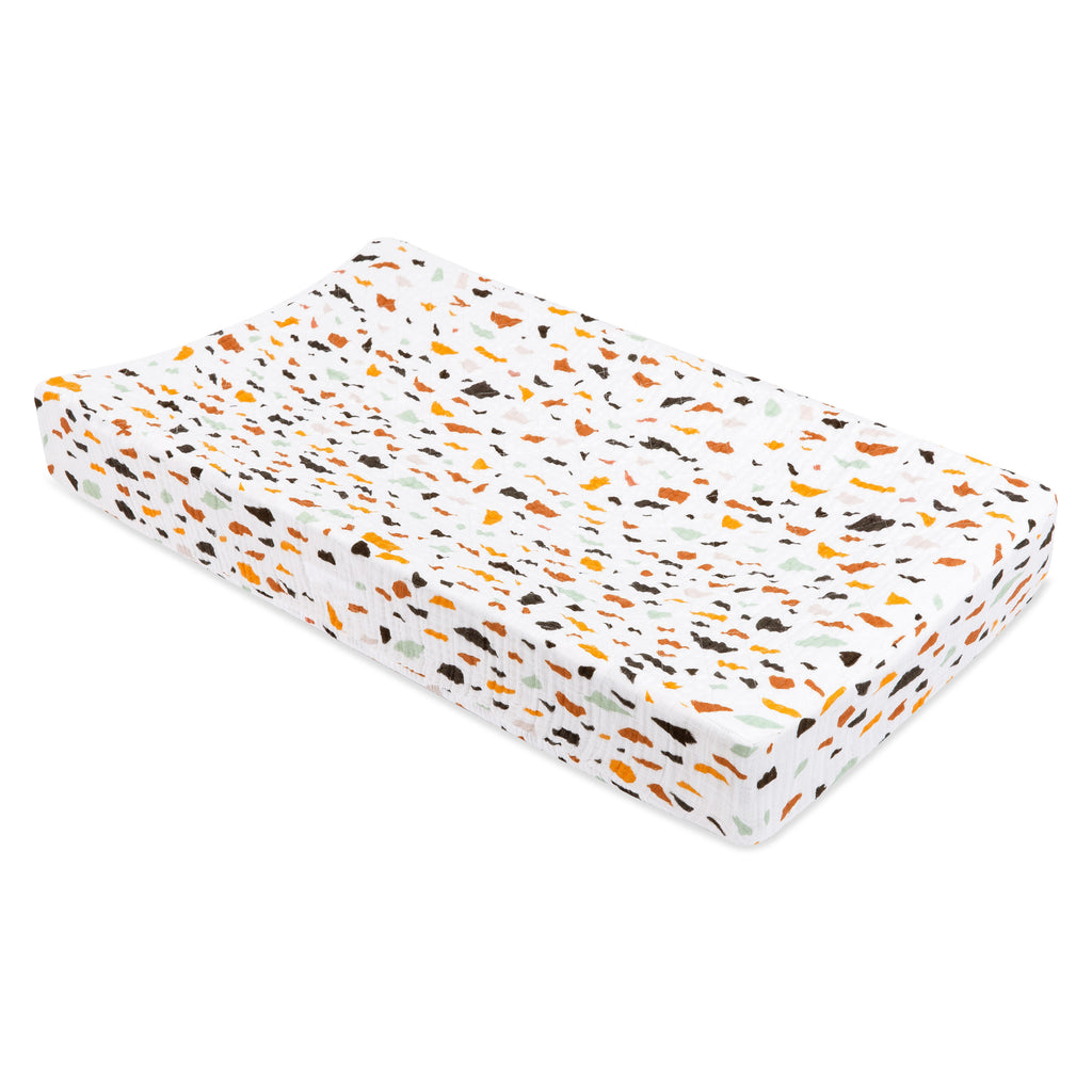 T29137,Babyletto,Terrazzo Quilted Muslin Changing Pad Cover in GOTS Certified Organic Cotton