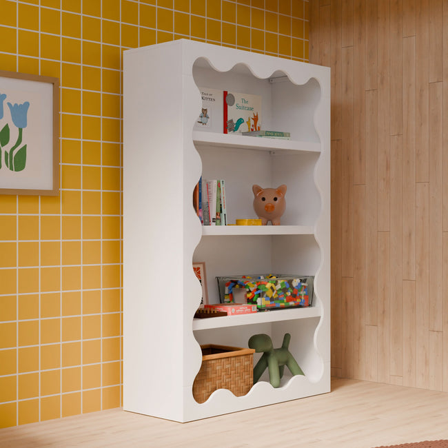 M31111W,Babyletto Kids,Lido Wave Bookcase in White