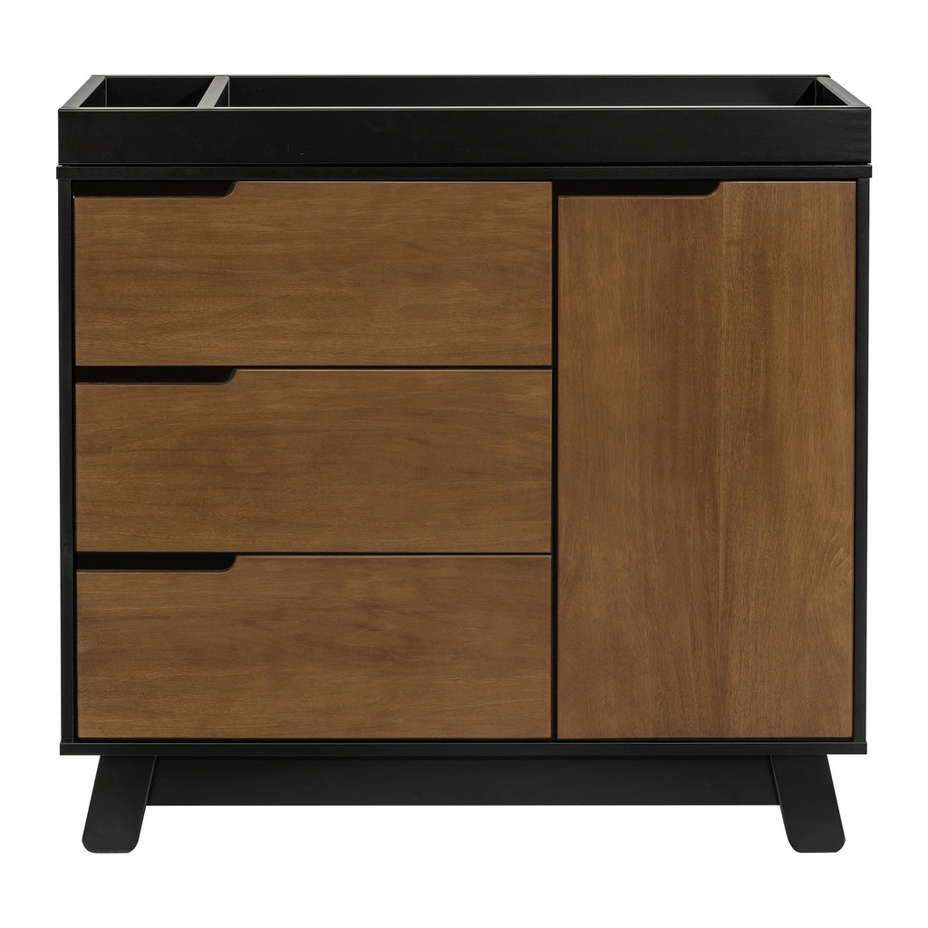 M4223BNL,Babyletto,Hudson 3-Drawer Changer Dresser w/Removable Changing Tray in Black/Natural Walnut