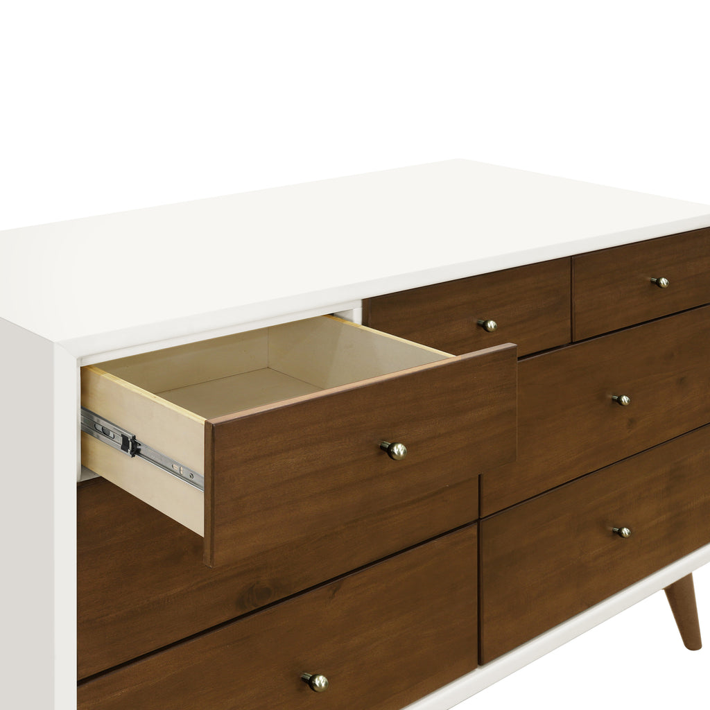 M15916RWNL,Babyletto,Palma 7-Drawer Double Dresser  Assembled in Warm White w/Natural Walnut