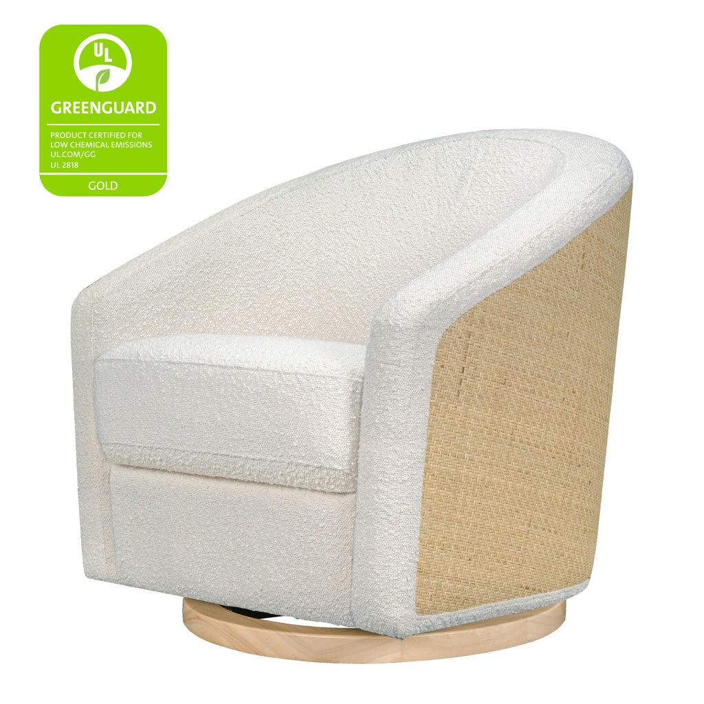 M5887WBCL,Babyletto,Madison Swivel Glider in Ivory Boucle and Cane w/Light Wood Base