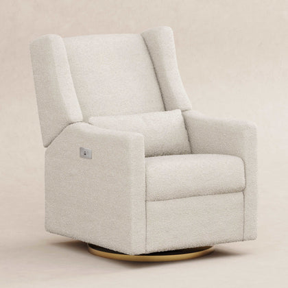 M11288WBG,Babyletto,Kiwi Glider Recliner w/ Electronic Control and USB in Ivory Boucle w/Gold Base