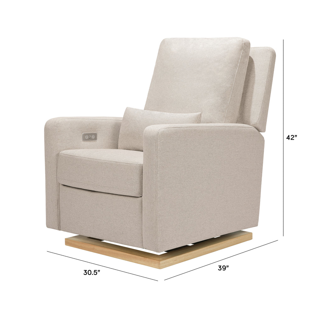 M23085PBEWLB,Babyletto,Sigi Glider Recliner w/ Electronic Control and USB in Performance Beach Eco-Weave w/Light Wood Base