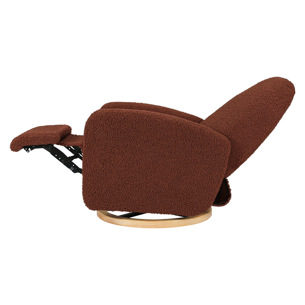 M23188RTLB,Nami Glider Recliner w/ Electronic Control and USB in Rouge Teddy Loop with Light Wood Base