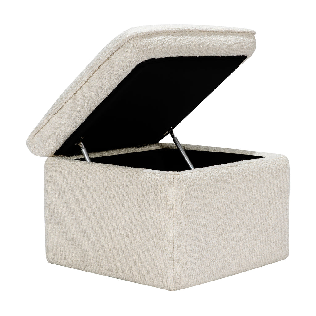 M20985WB,Cali Storage Ottoman in Ivory Boucle