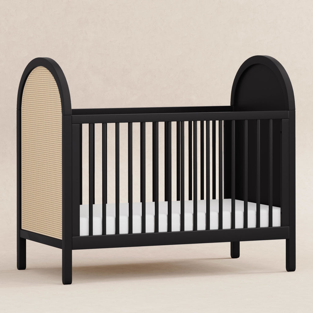 M25601BNC,Bondi Cane 3-in-1 Convertible Crib w/ Toddler Bed Kit in Black with Natural Cane