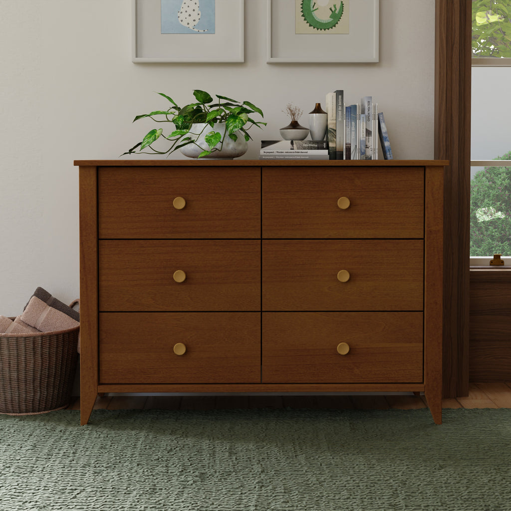 M10326CTN,Sprout 6-Drawer Double Dresser in Chestnut and Natural